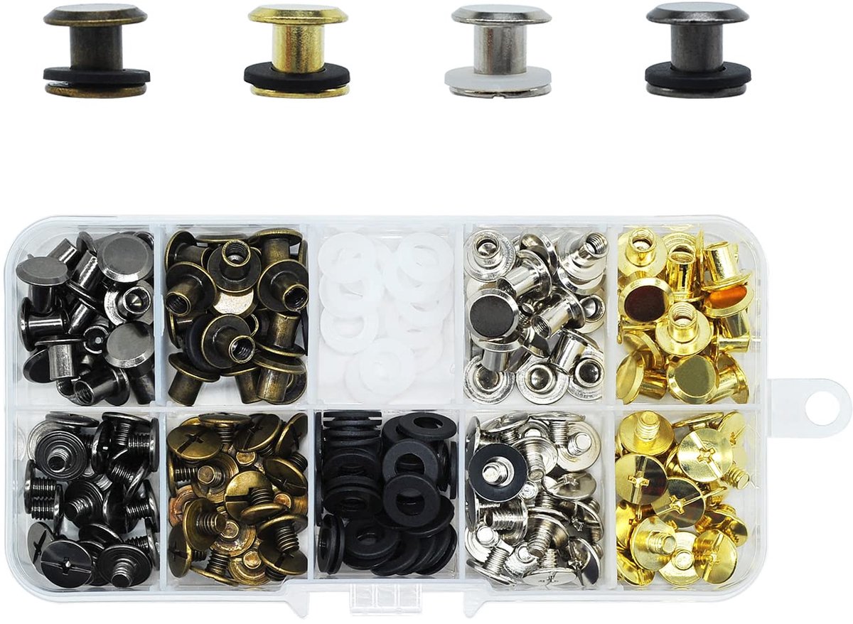 Chicago Screws M5x6mm - 80 Stuks - Metaal Rivets - Ideaal voor Leer en Papier - ShopVlot