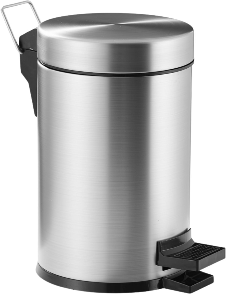 Pedaalemmer RVS - 3 liter - Prullenbak - Badkamer - Toilet - Kleine prullenbak - Softclose - Zilver