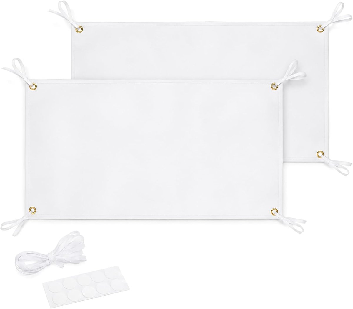 Set van 2 lege banners 120 x 60 cm - polyester overschilderbaar - met oogjes - zelf vormgeven voor feest - ShopVlot