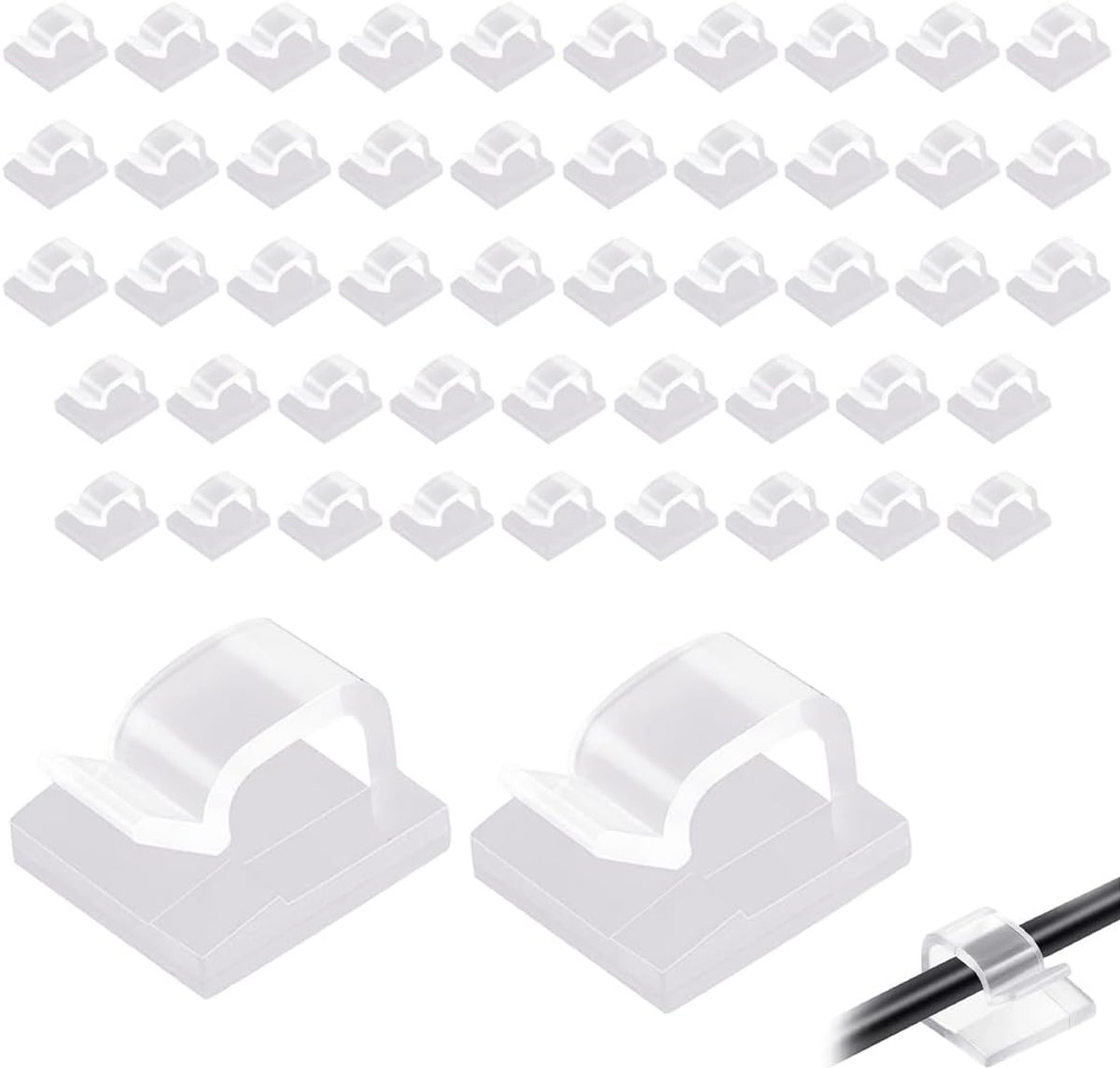 Kabelbinders 50 stuks - zelfklevend - transparant - ideale oplossing voor kabelorganisatie - ShopVlot