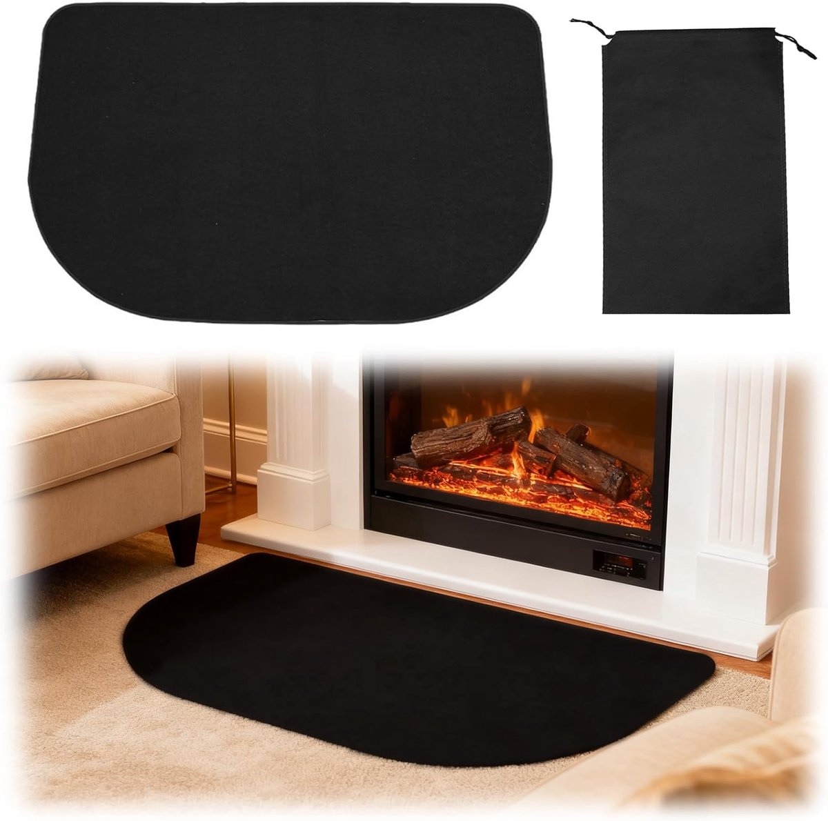 Sparkbeschermplaat 60 x 40 cm - Vlamvertragende mat - Drie-laags hittebescherming - Ideaal voor haard en kachel - ShopVlot