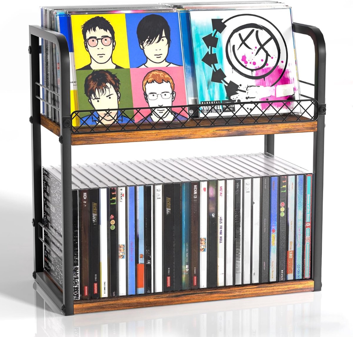 SNJY® CD Rek - CD Kast - CD Opbergsysteem - 15,5D x 30,7B x 29,7H cm - Bruin/Zwart