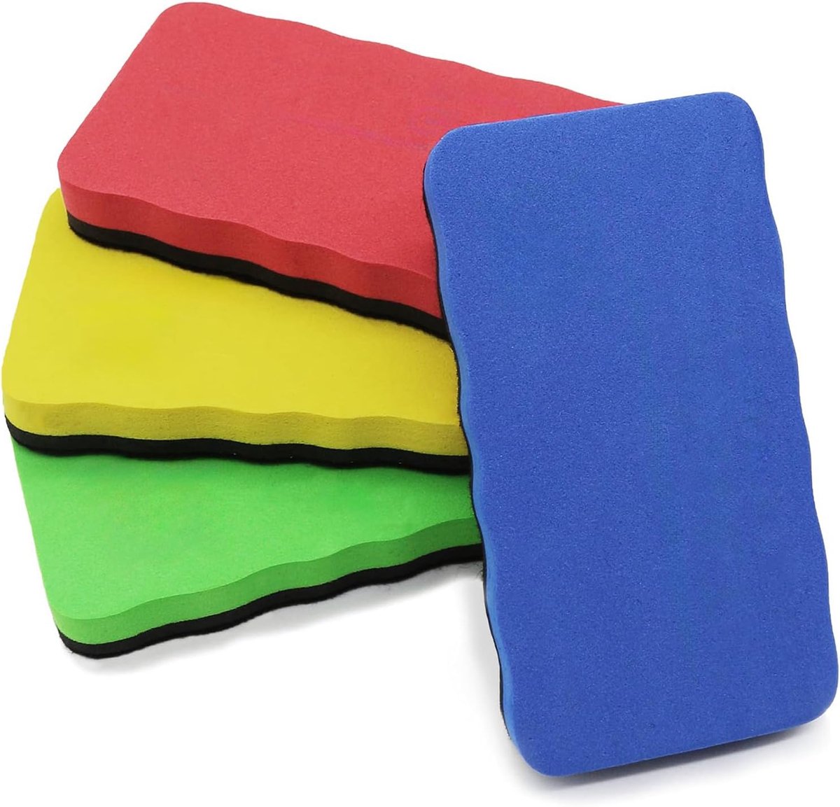 Whiteboard schoonmaakset 4 stuks - magnetische gummis - met dikke viltpad - ideaal voor kantoor en klaslokaal - ShopVlot