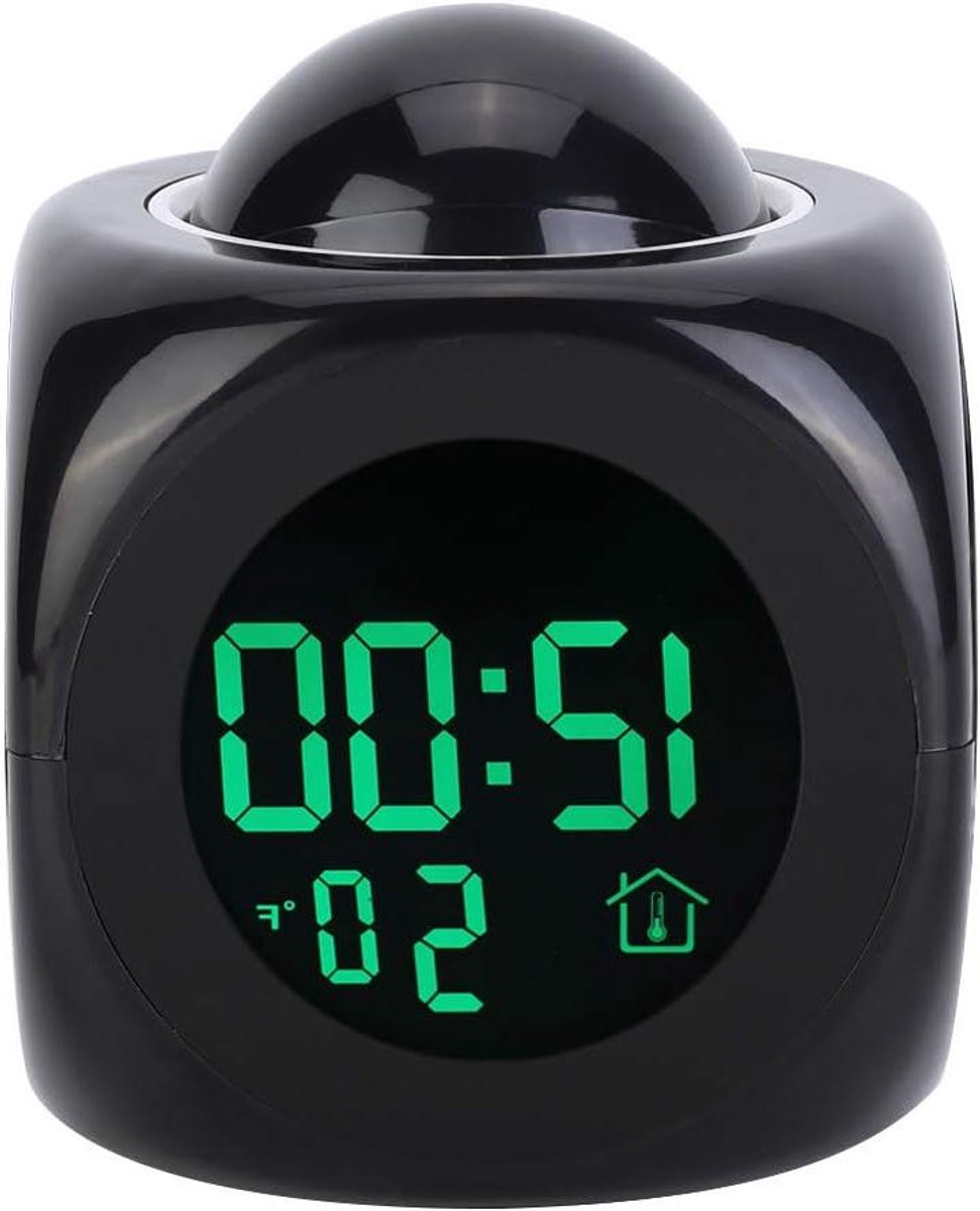 Digitale Projectiewekker - LCD Klok Elektronische Klok - Wakker Worden - Temperatuurweergave - 10x9 cm - Zwart