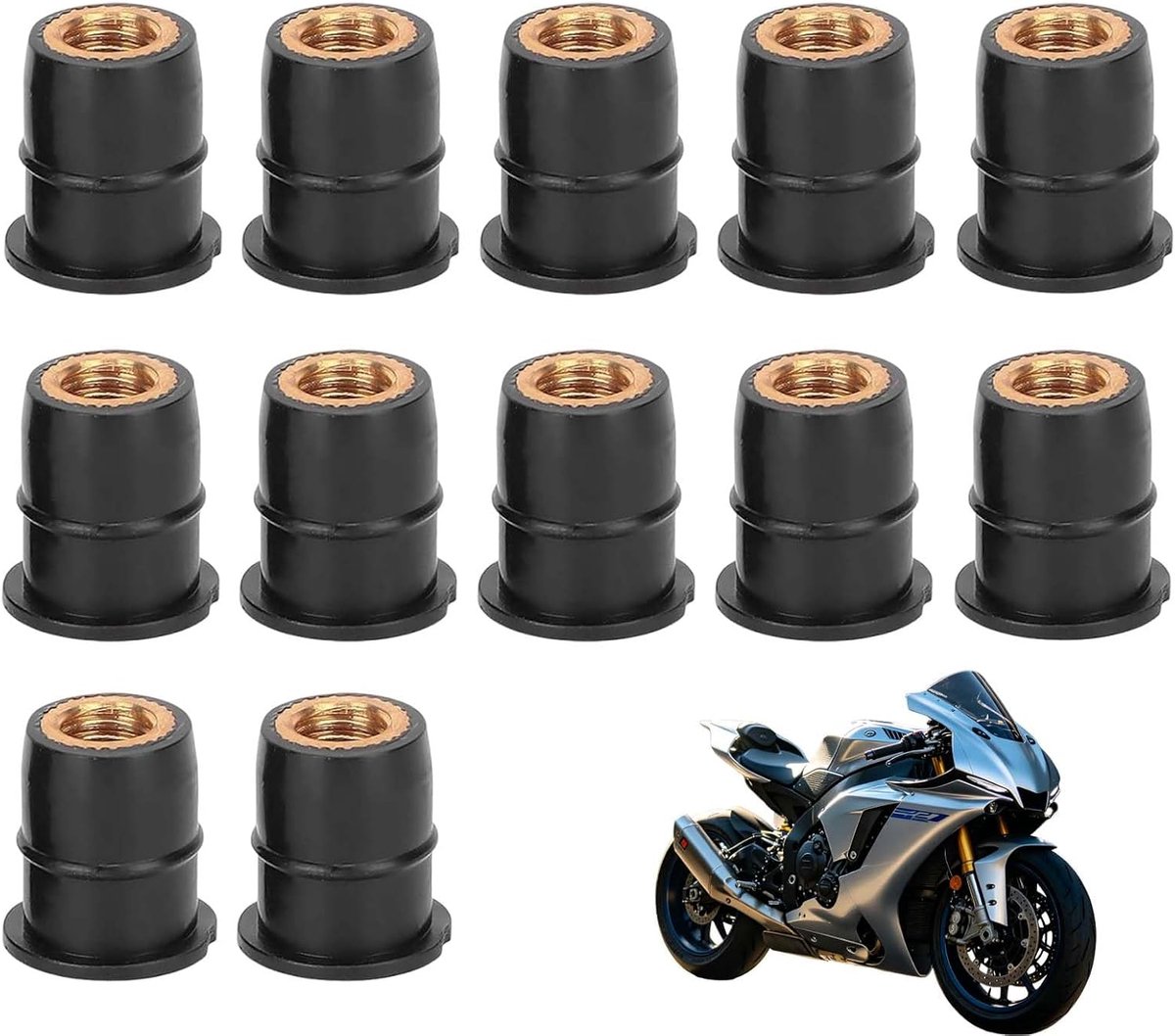 M5 rubberen well nuts - set van 12 - messing schroefdraad - waterdichte afdichting en trillingsdemping - ShopVlot
