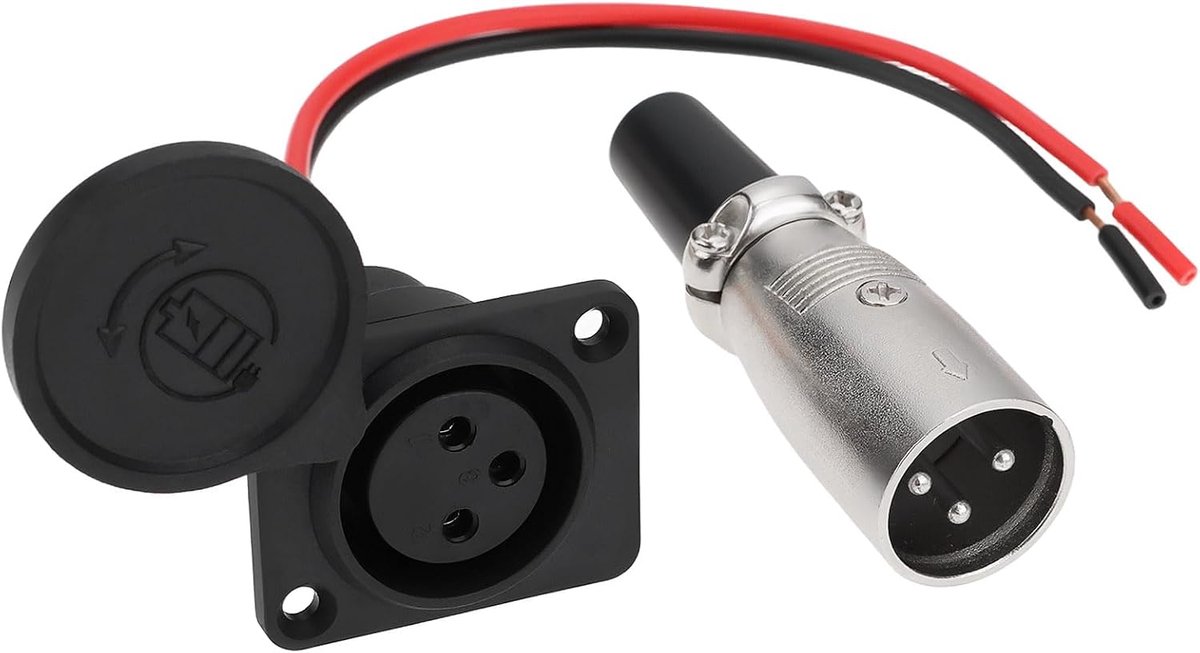 SnelShoppen - 3Pin XLR Female Oplaadkabel en Mannelijke Stekker voor Elektrische Scooter, E-bike en Rolstoel - Waterdicht en Betrouwbaar