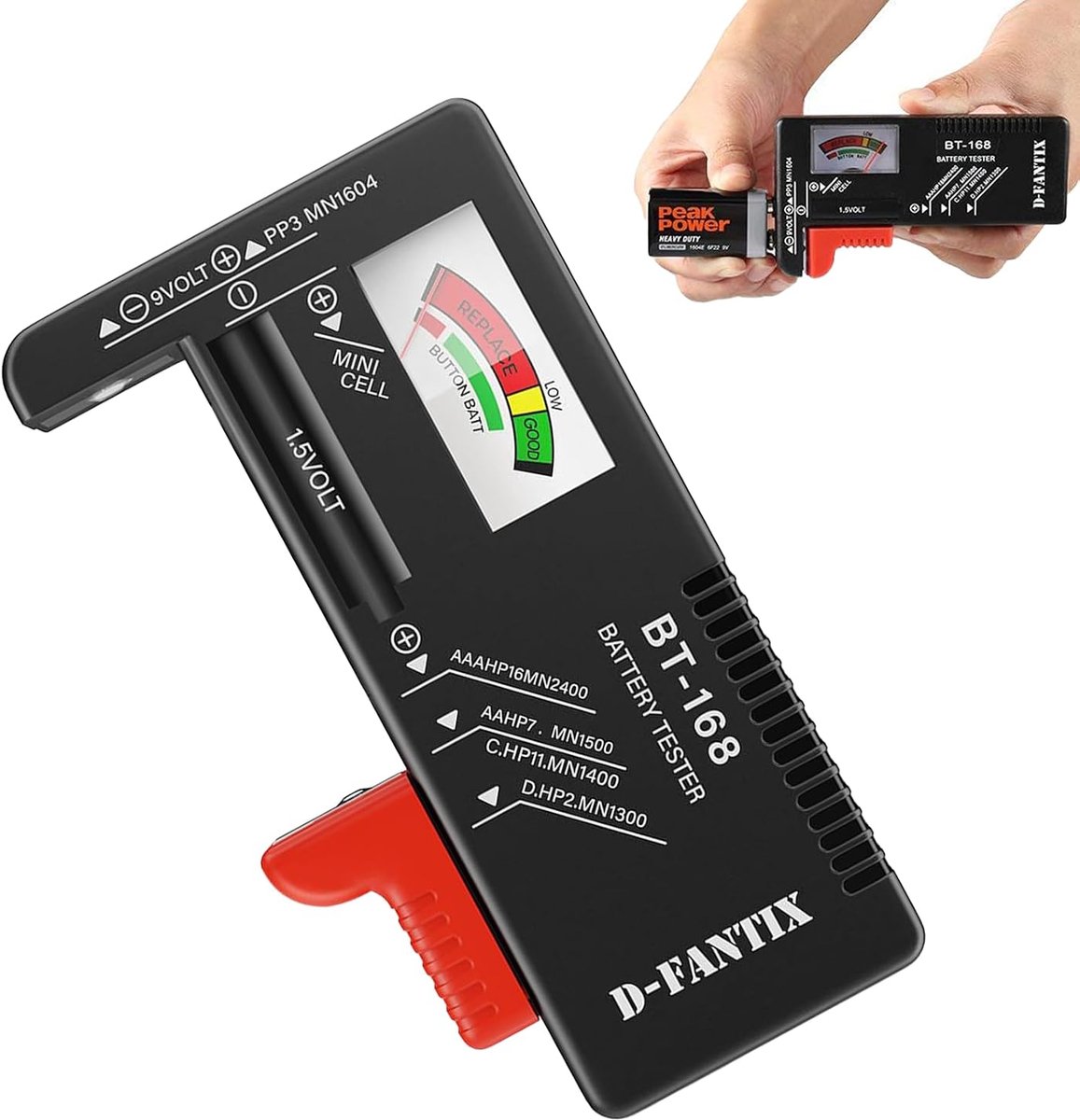 Batterijtester - Universele batterijtester - Voor AA AAA C D 9V - Eenvoudig in gebruik - ShopVlot