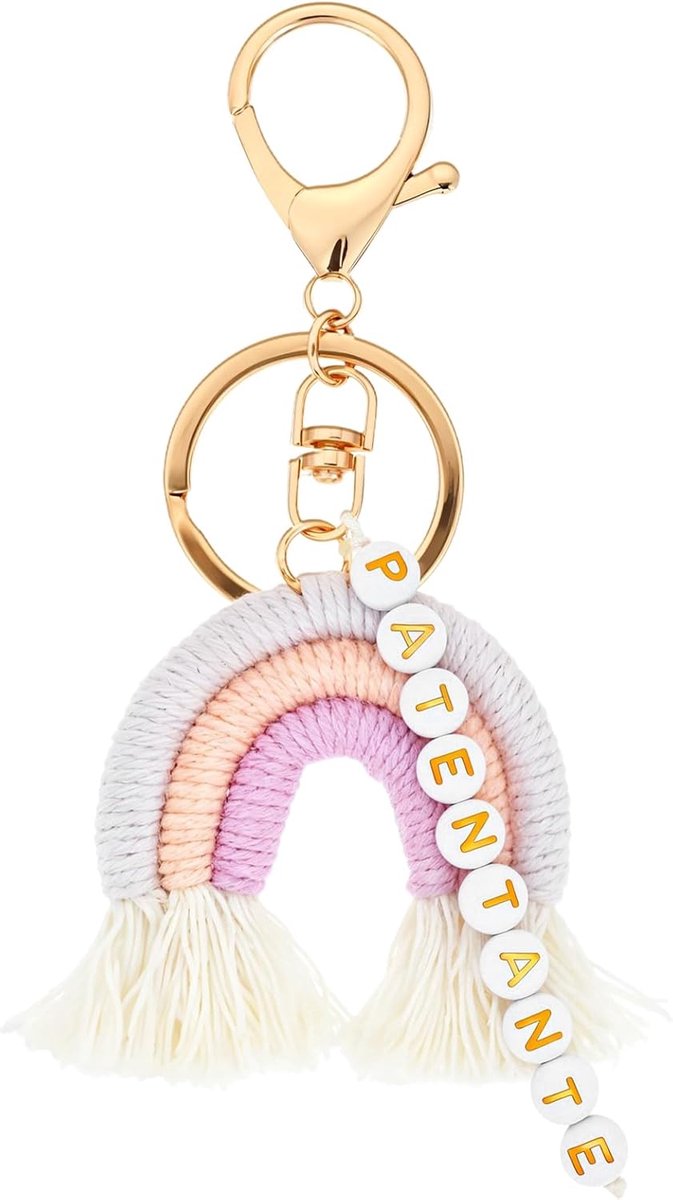 Sleutelhanger - Vlechtwerk Regenboog - Creatieve Tas Hanger - Voor Zwangerschapsaankondigingen - ShopVlot
