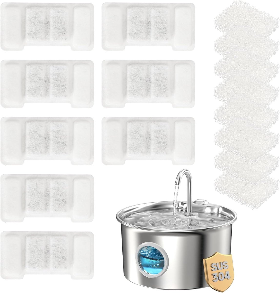Kattenfonteinfilter set 16 stuks - actieve kool en spons - meertraps filtering - voor schone drinkwater - ShopVlot