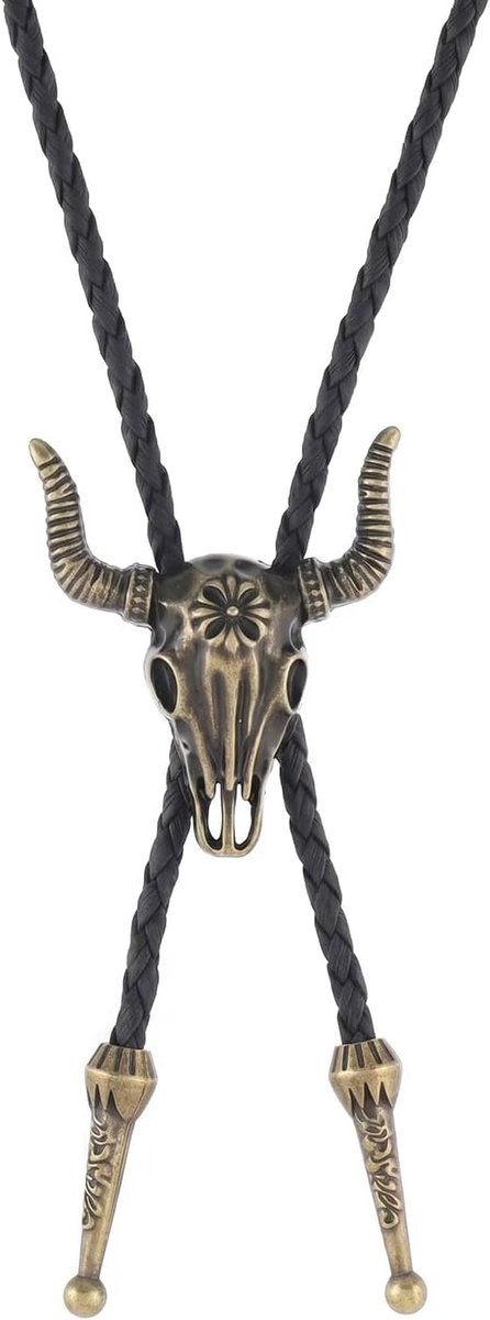 Bolo Tie Stier Antiek Brons - Vintage Halsketting - Robuust voor Heren - Perfect voor Western Look - ShopVlot