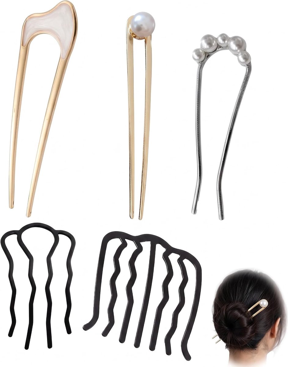 Zijkammen haarspeld clip U-vorm - goud - elegante afwerking - perfecte grip voor elk kapsel - ShopVlot