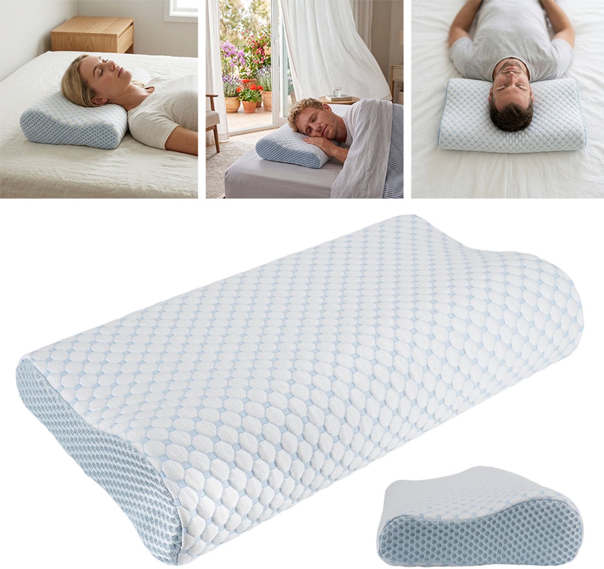 Kussen Van Traagschuim, Ergonomisch Nekkussen Voor In Bed, Voor Nek- En Schouderpijn, Ijszijden Stof