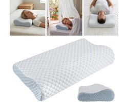 Kussen Van Traagschuim, Ergonomisch Nekkussen Voor In Bed, Voor Nek- En Schouderpijn, Ijszijden Stof