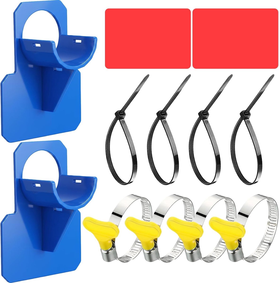 Poolslanghouder set 2 stuks - Blauwe kunststof - Voorkomt lekkage en slipping - Geschikt voor 26-38 mm slangen - ShopVlot