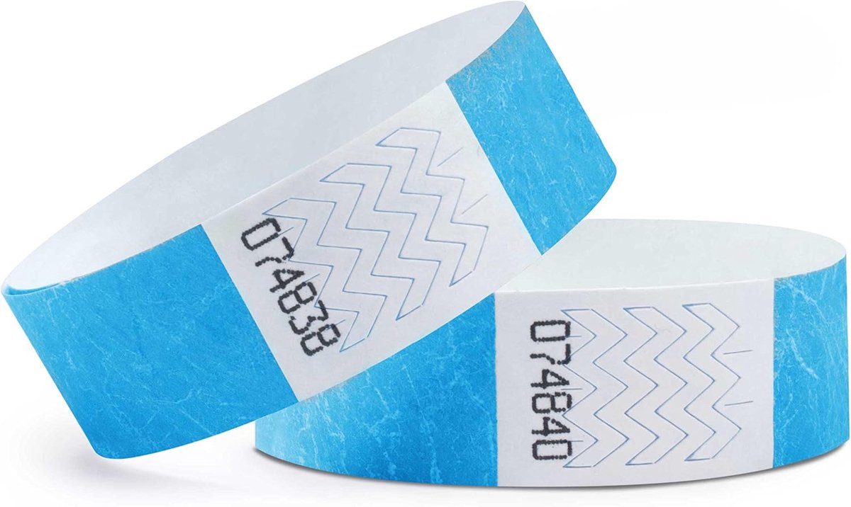 Polsbandjes 500 stuks - Neon blauw - Water- en scheurbestendig - Ideaal voor evenementen - ShopVlot
