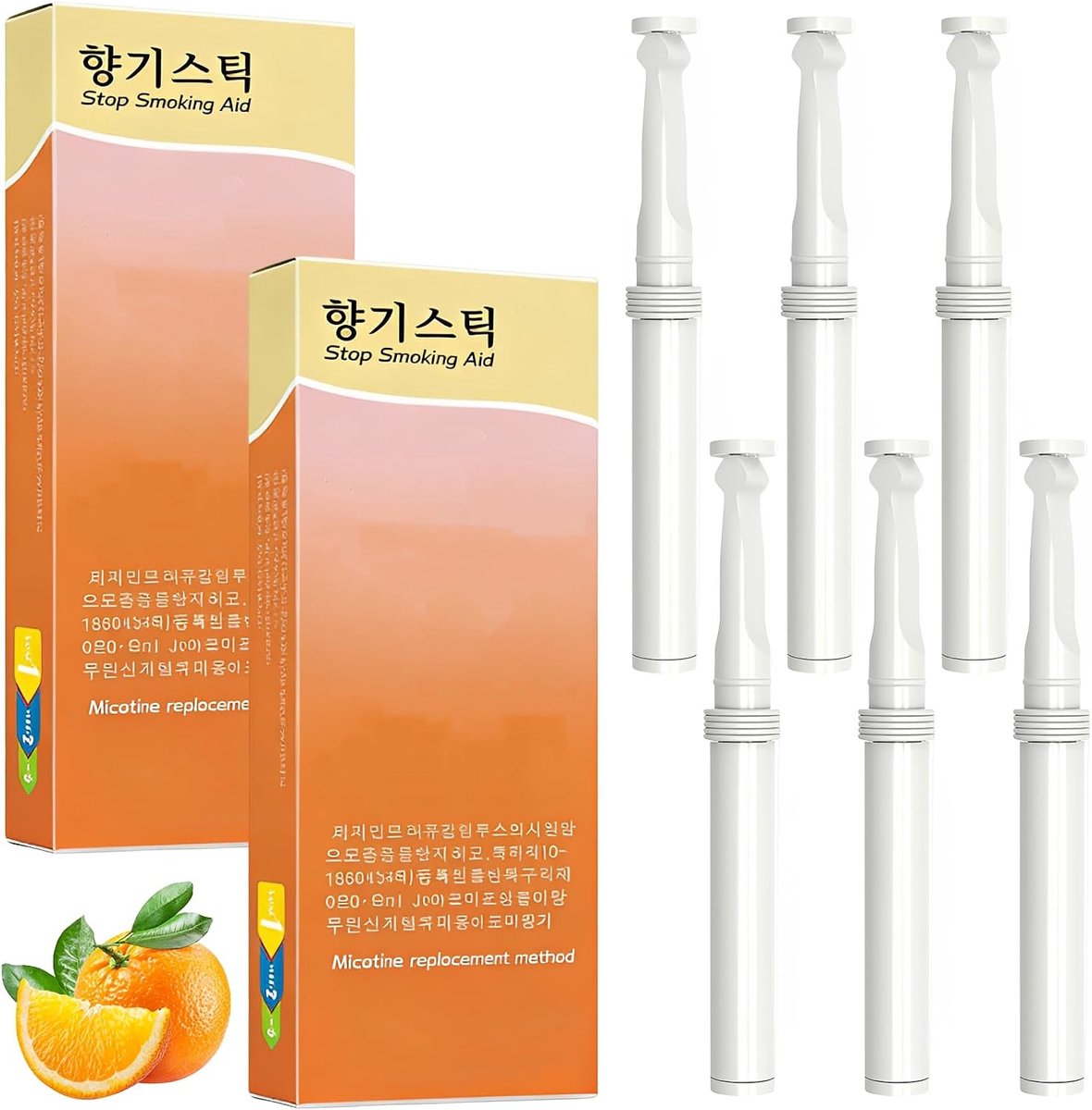 Inhalers voor gezonde ademhaling - set van 6 oranje - rookvrij - ontspanning en frisse adem - ShopVlot
