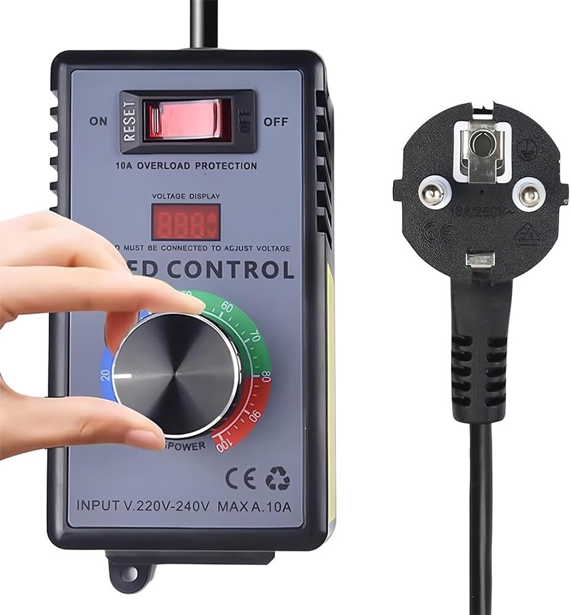 Snelheidsregelaar 230V - Motor Voltage Regulator 10A - Frequentie Converter 4000W - Ideaal voor gereedschappen - ShopVlot