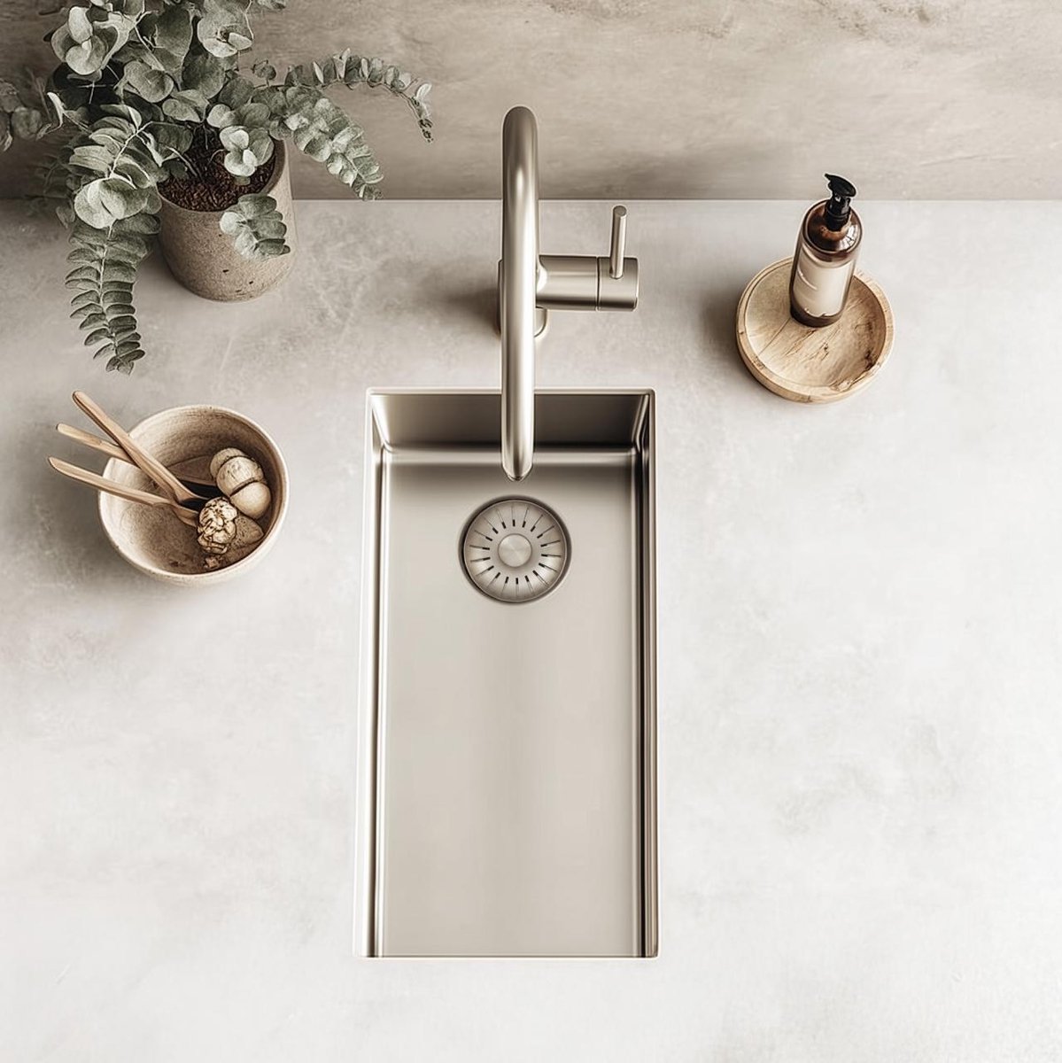Pure.Sink Comfort kleine RVS spoelbak 18x40 cm onderbouw, vlakinbouw en opbouw PCM1840-02