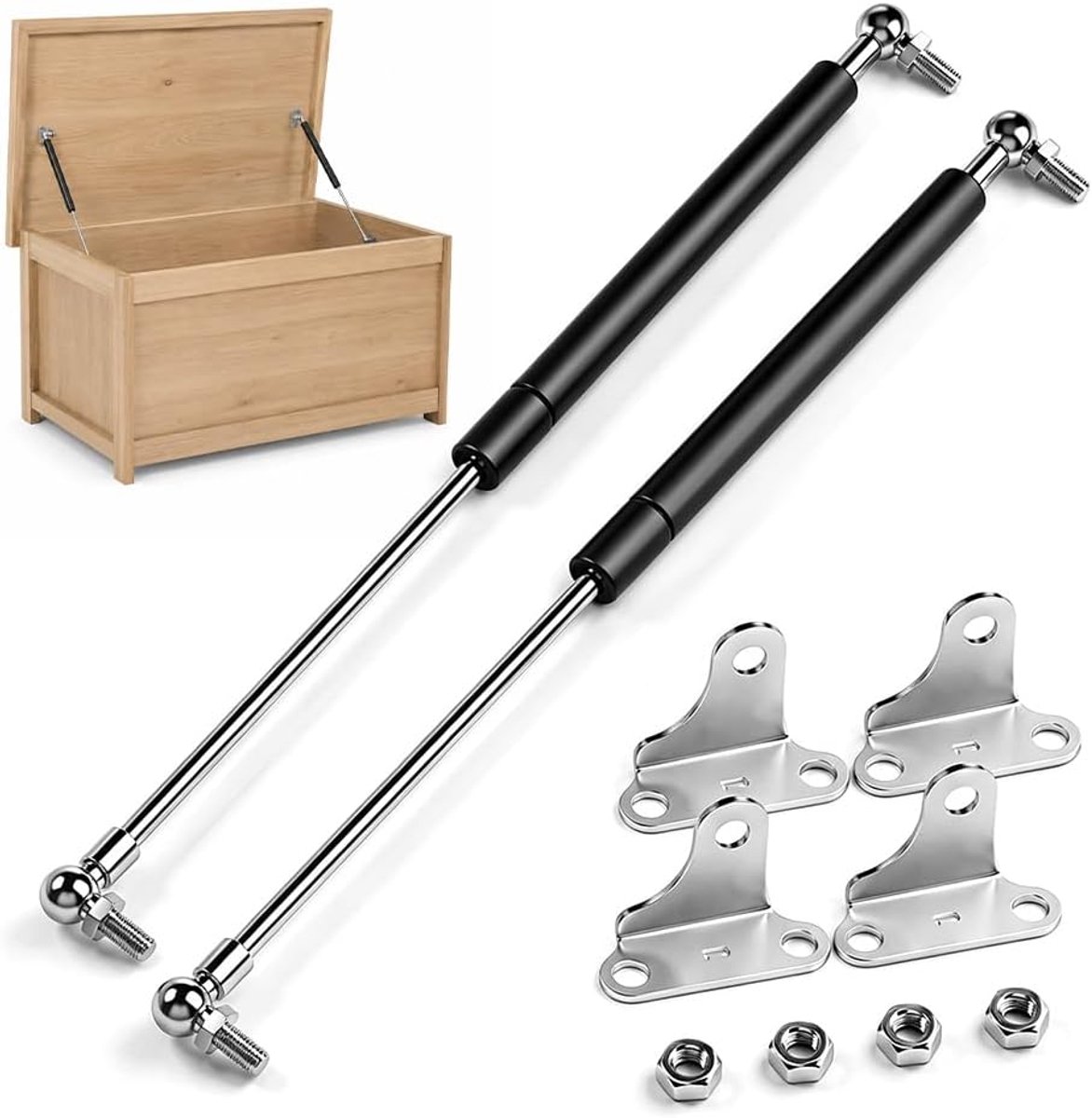 Gasveer 380 mm 200 N - L-vormig - Robuust en duurzaam - Geschikt voor caravans en kastdeuren - ShopVlot