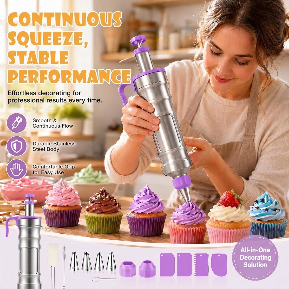 Spuitzakset 12-delig - Roestvrij staal - Herbruikbaar - Perfecte taartdecoratie - ShopVlot