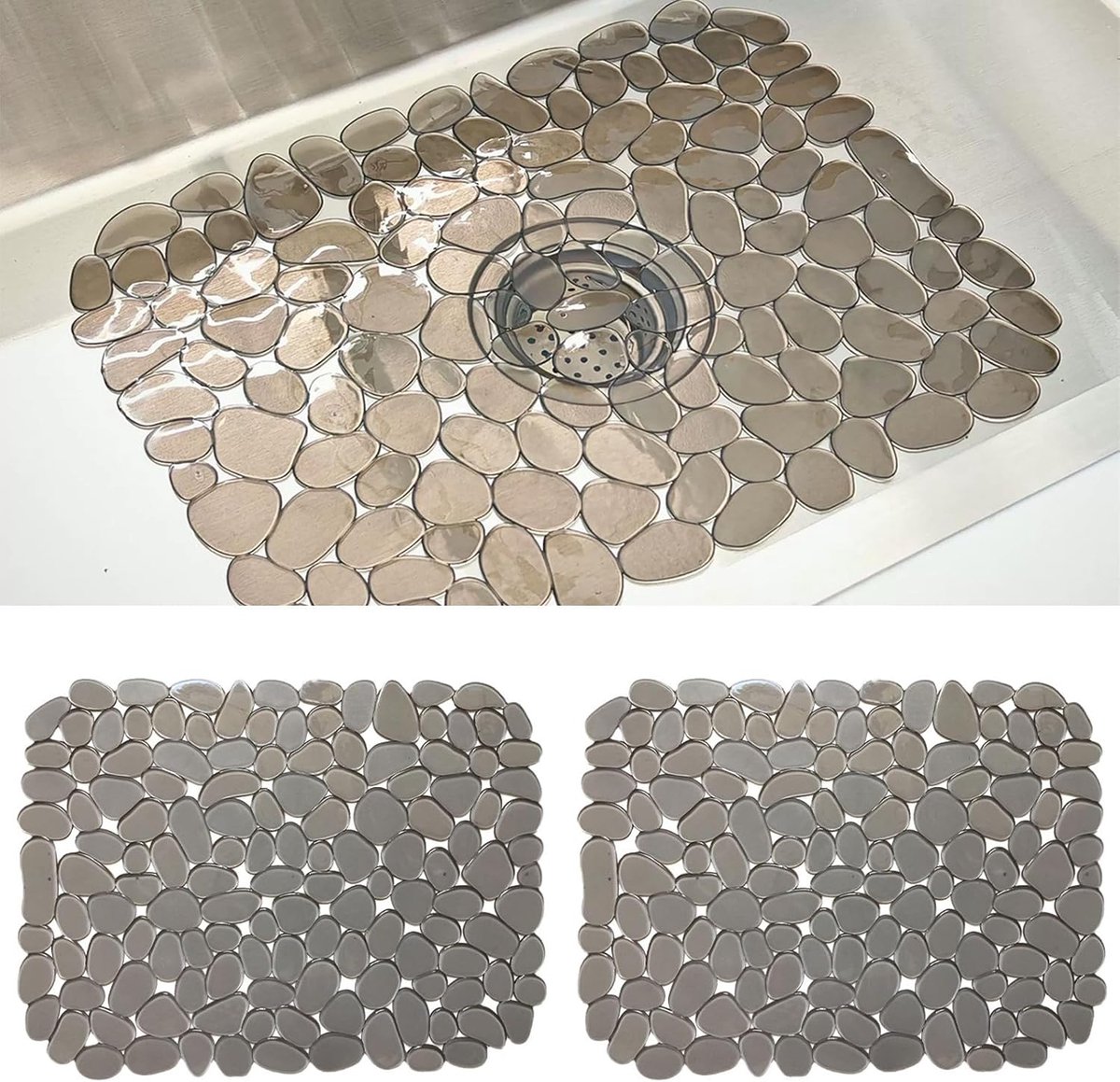 Afvoer Mat 2 Stuks 40 x 30 cm - Flexibel PVC - Kiezeldesign - Bescherming voor je afvoer - ShopVlot