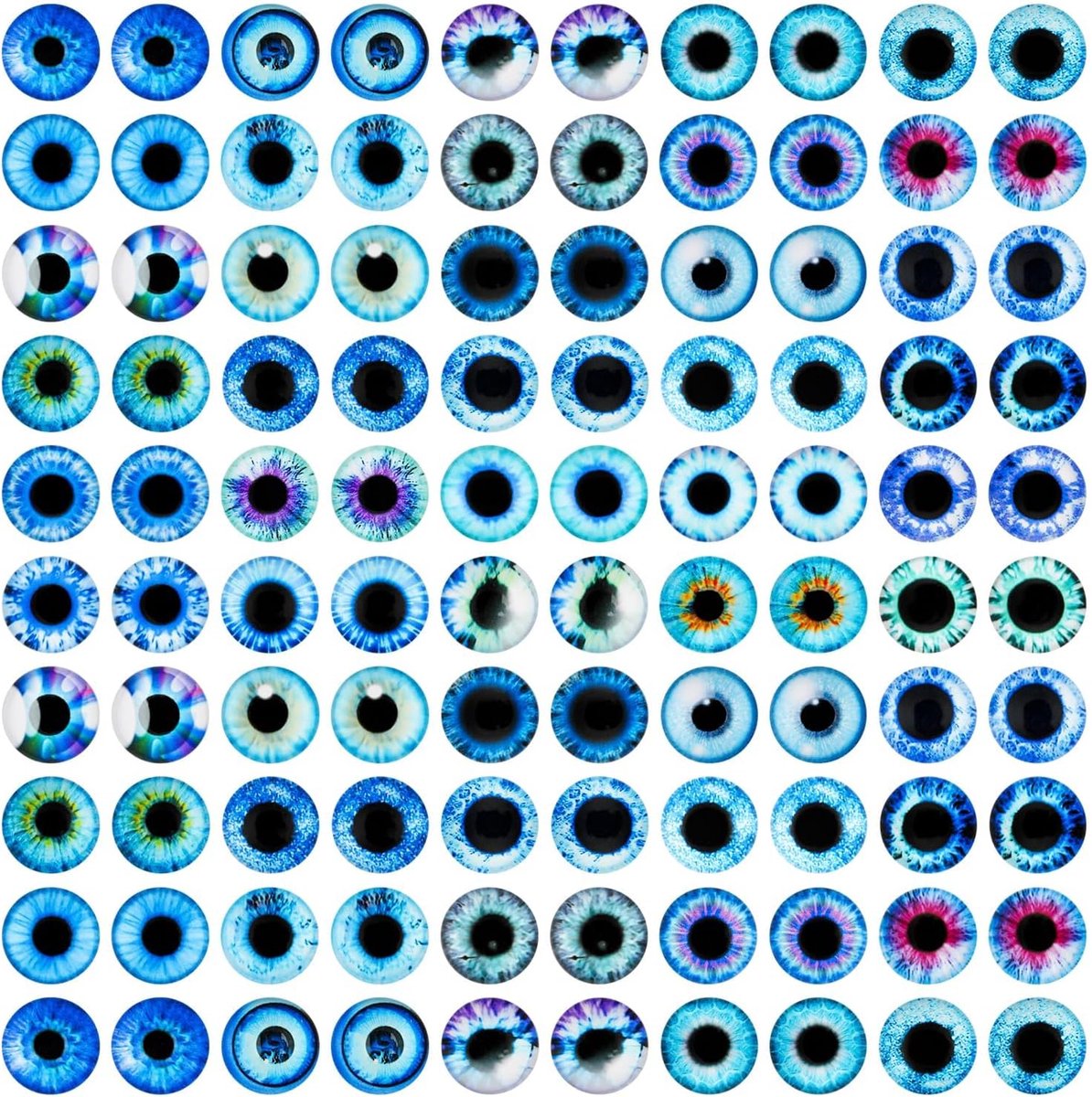 Glazen drakenogen cabochons 6 mm - blauwe kattenogen - halve kralen - perfect voor knutselprojecten - ShopVlot