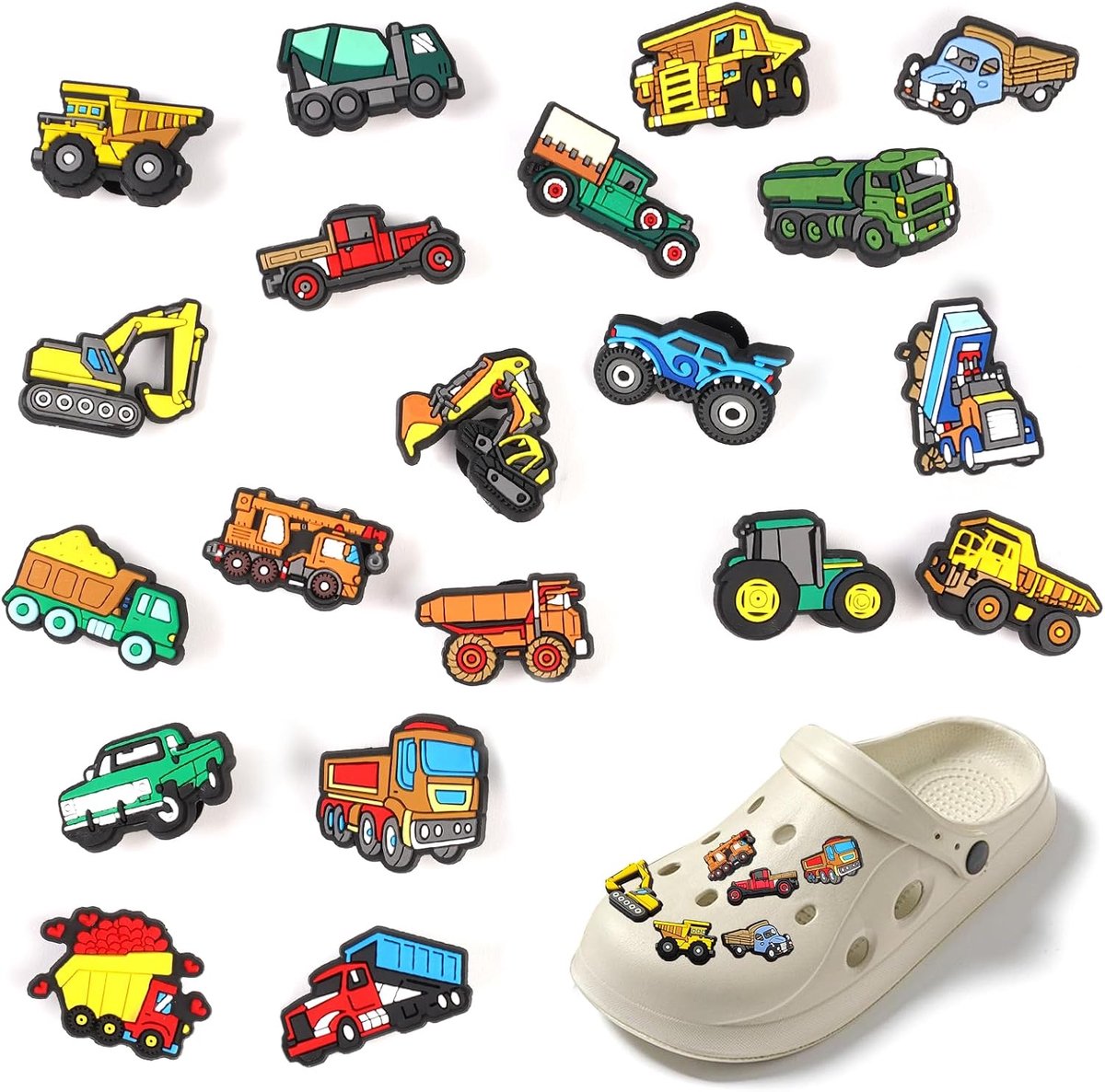 Schoen charms 20 stuks - excavator PVC - kleurrijke cartoon decoraties - eenvoudig te bevestigen - ShopVlot