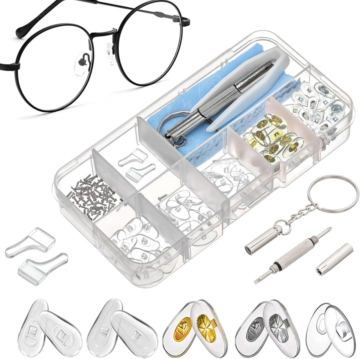 Glazen reparatieset - 25 paar neusbruggen - siliconen schroef neuspads met schroeven - eenvoudig te gebruiken - ShopVlot