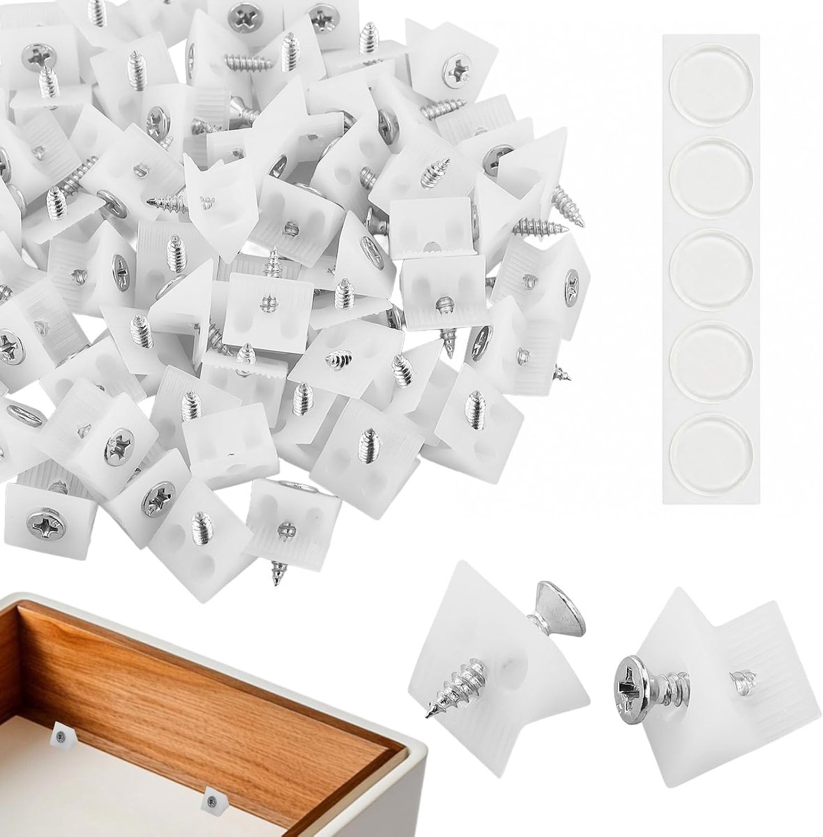 Achterwandverbinders 200 stuks - wit - schroeven inbegrepen - ideaal voor meubelreparatie - ShopVlot