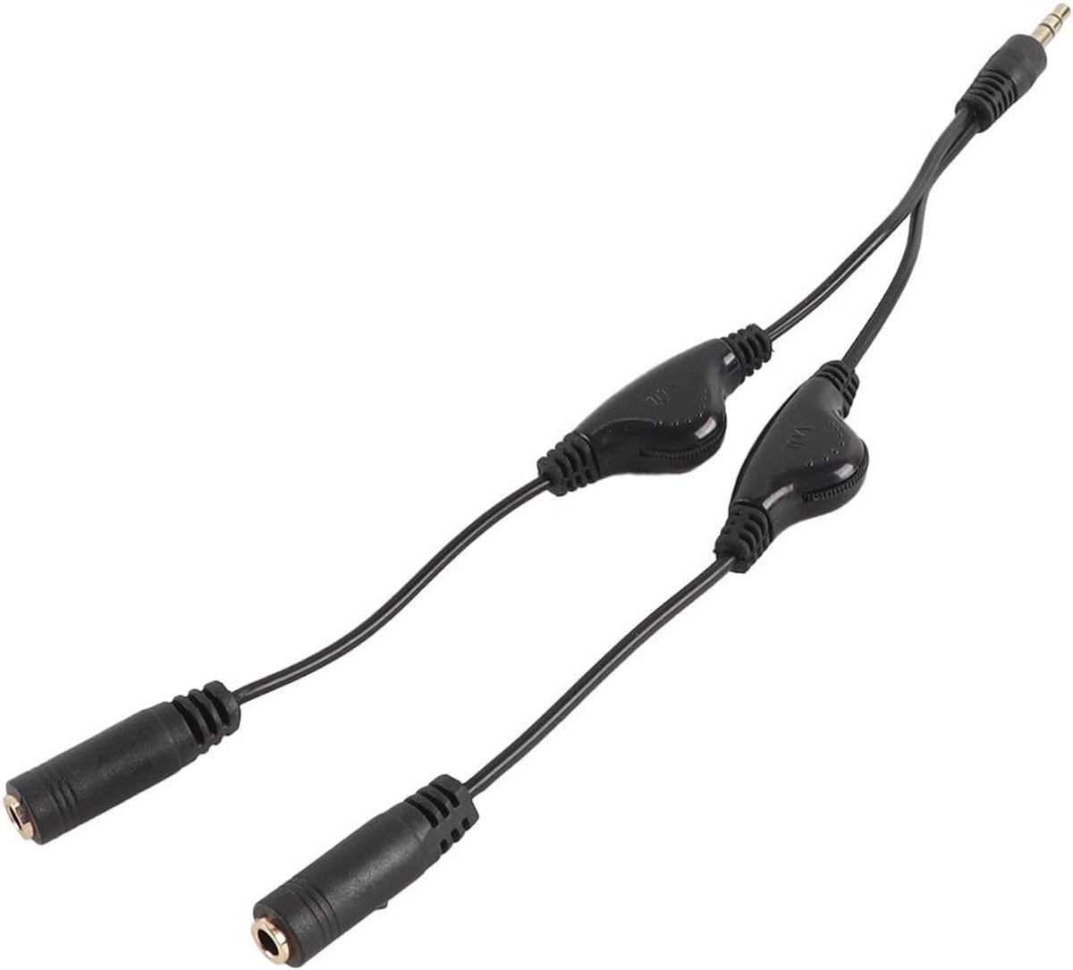 Audio splitter adapter 3.5mm - dual volume control - 1 naar 2 hoofdtelefoons - perfect voor gedeeld luisteren - ShopVlot