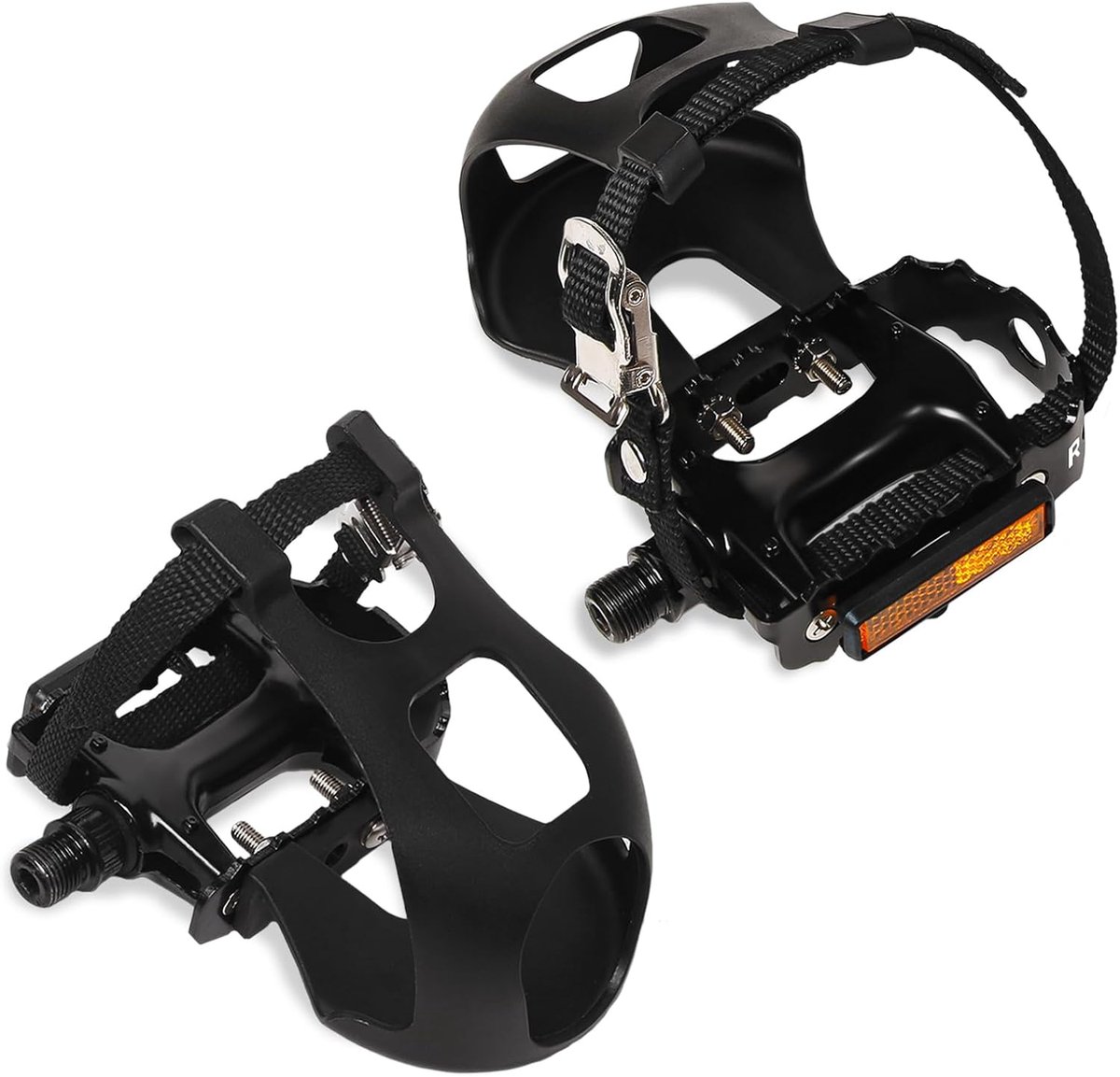 Fiets Pedalen met Toe Clips en Straps - Geschikt voor Wegfietsen en MTB - Ideaal voor Brede Voeten - Verbeterde Grip - ShopVlot