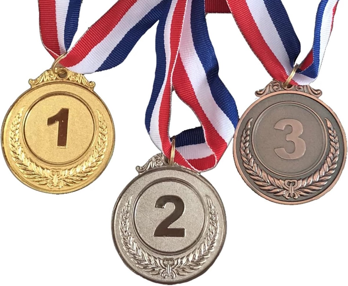 Medaille set 3 stuks - goud, zilver en brons - met linten - perfecte beloning voor kinderen - ShopVlot