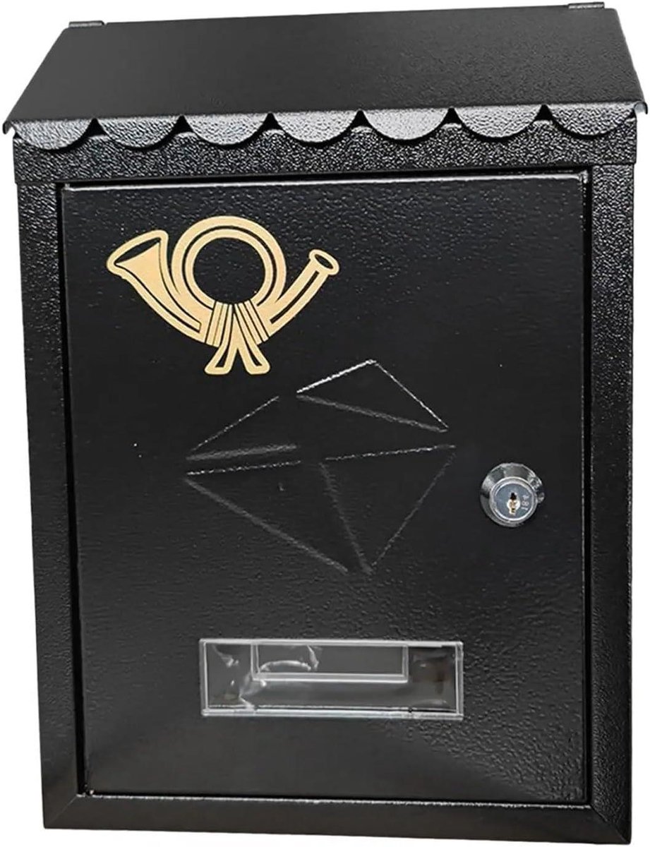Brievenbus Buiten - Wandbrievenbus Decoratief - Post Ontvangen - Afsluitbaar Met Slot - 215 x 7 x 30 cm - Zwart