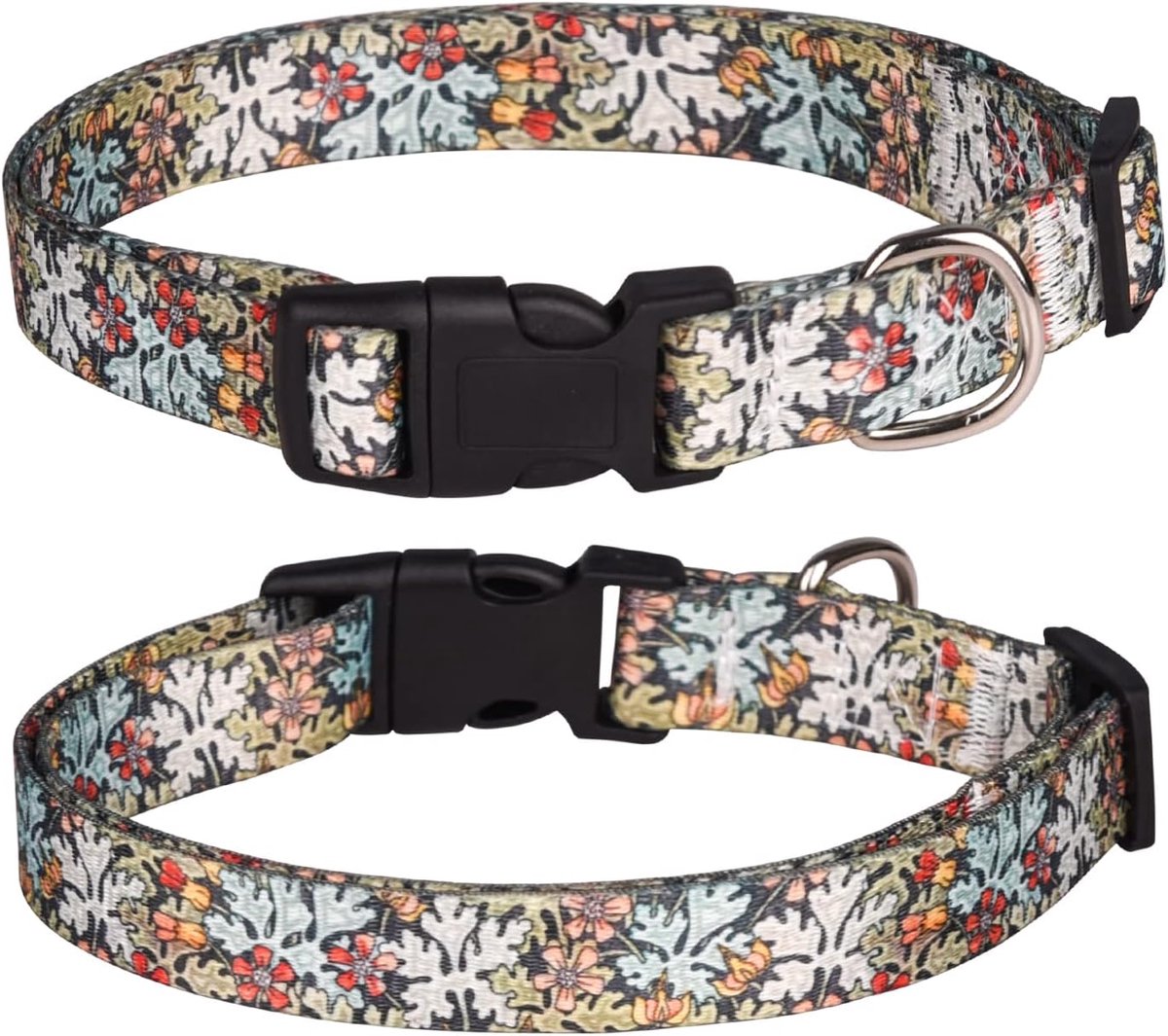 Hondenhalsband Medium - Groene Bloemen - Verstelbaar en Zacht - Comfort voor je huisdier - ShopVlot