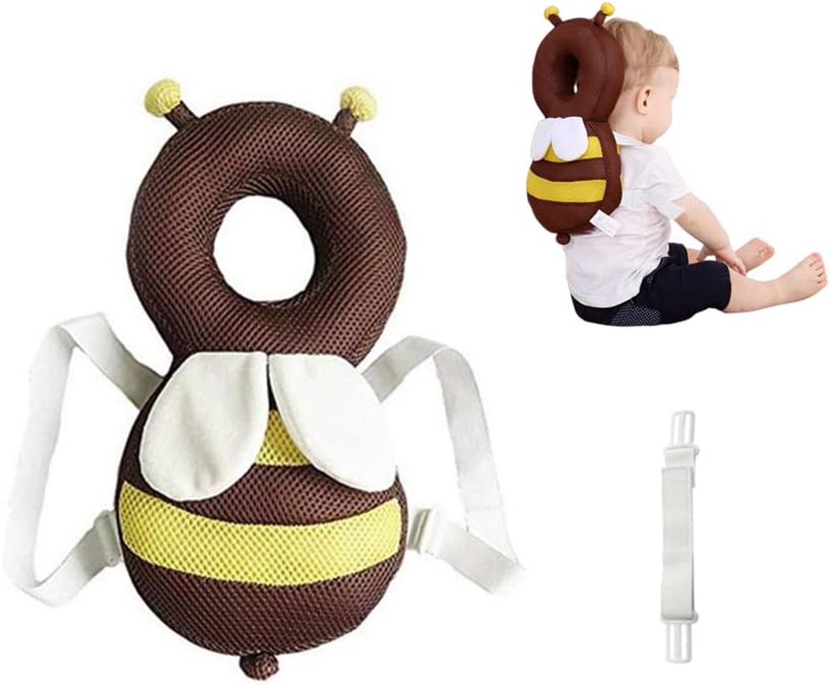 Kids hoofdbescherming pad - verstelbaar - schattige bijenbeer - beschermt hoofd en schouders - ShopVlot