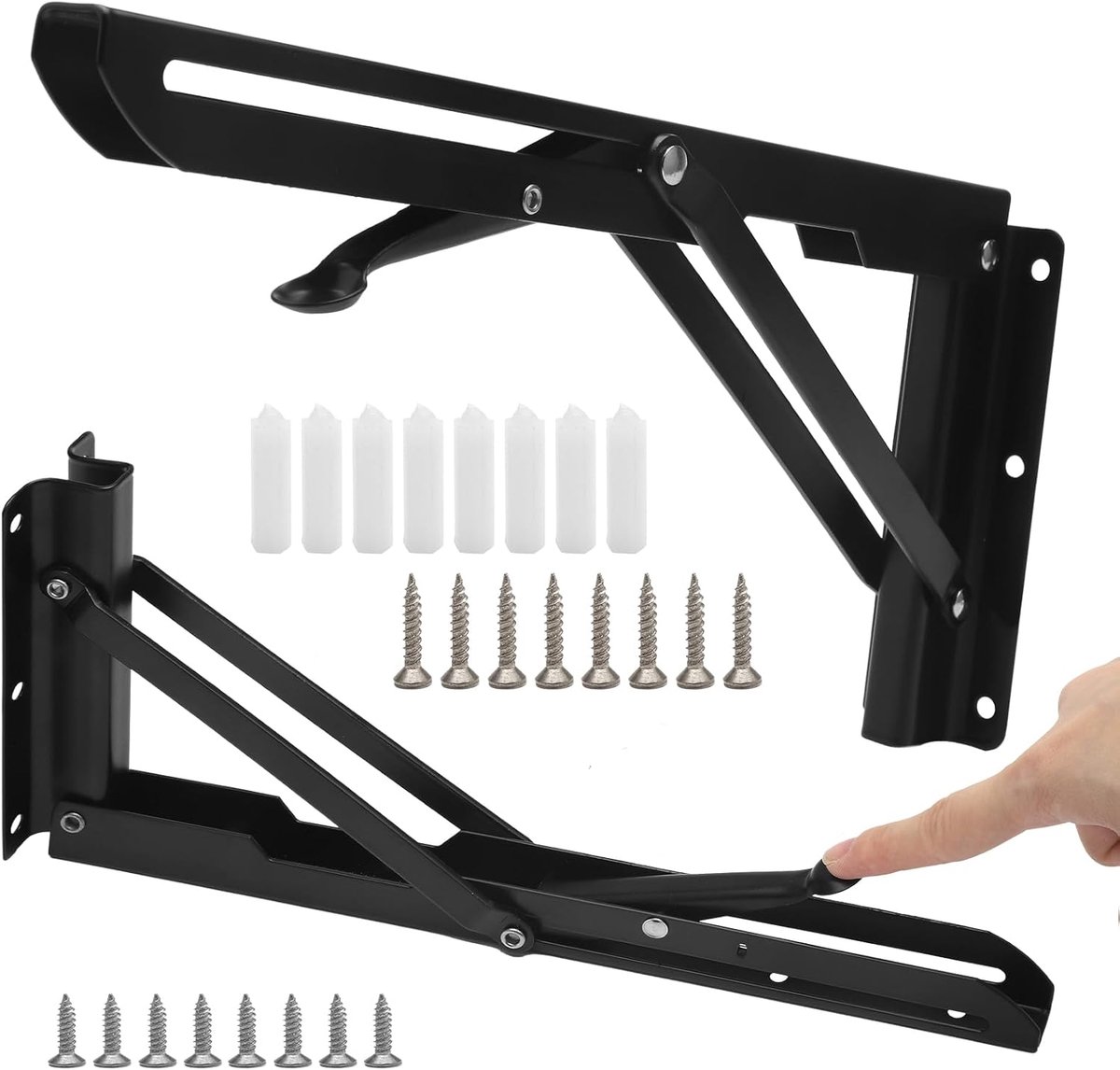 Vouwsteunen 300 mm - RVS - Belastbaarheid tot 120 kg - Ideaal voor opklapbare tafels - ShopVlot