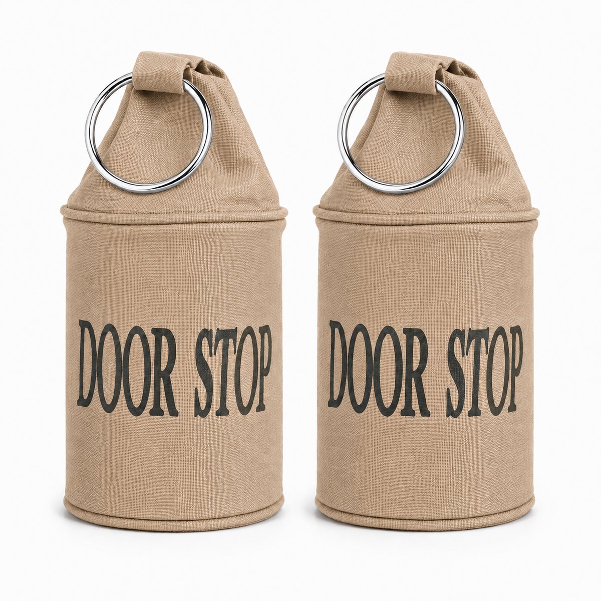 NIPT Deurstopper Beige - Set van 2 - Met ring - 12,5 x 12,5 x 34 cm