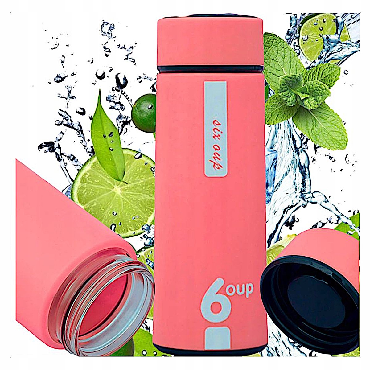 Glazen Drinkfles met Motivatiehoes - 450ml - Roze