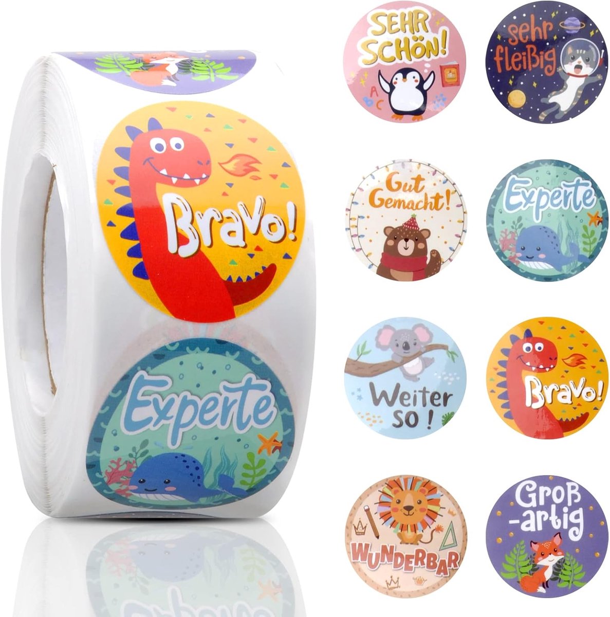 Motivatiestickers voor kinderen 3,8 cm - zelfklevend - schattige diermotieven - perfect voor beloningsborden - ShopVlot