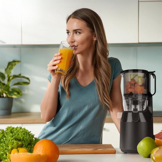 Lìon® Slowjuicer - Cold Press Juicer - Sapmaker voor Groente & Fruit - Zwart - 21cm x 20cm x 44cm van Lion — afbeelding 3