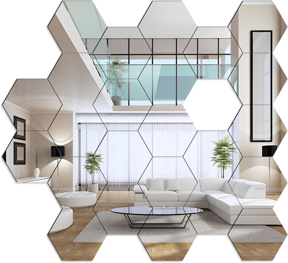 Hexagonale Spiegel Wandstickers 24pcs - Acryl - Stijlvol en modern - Perfect voor woonkamer - ShopVlot