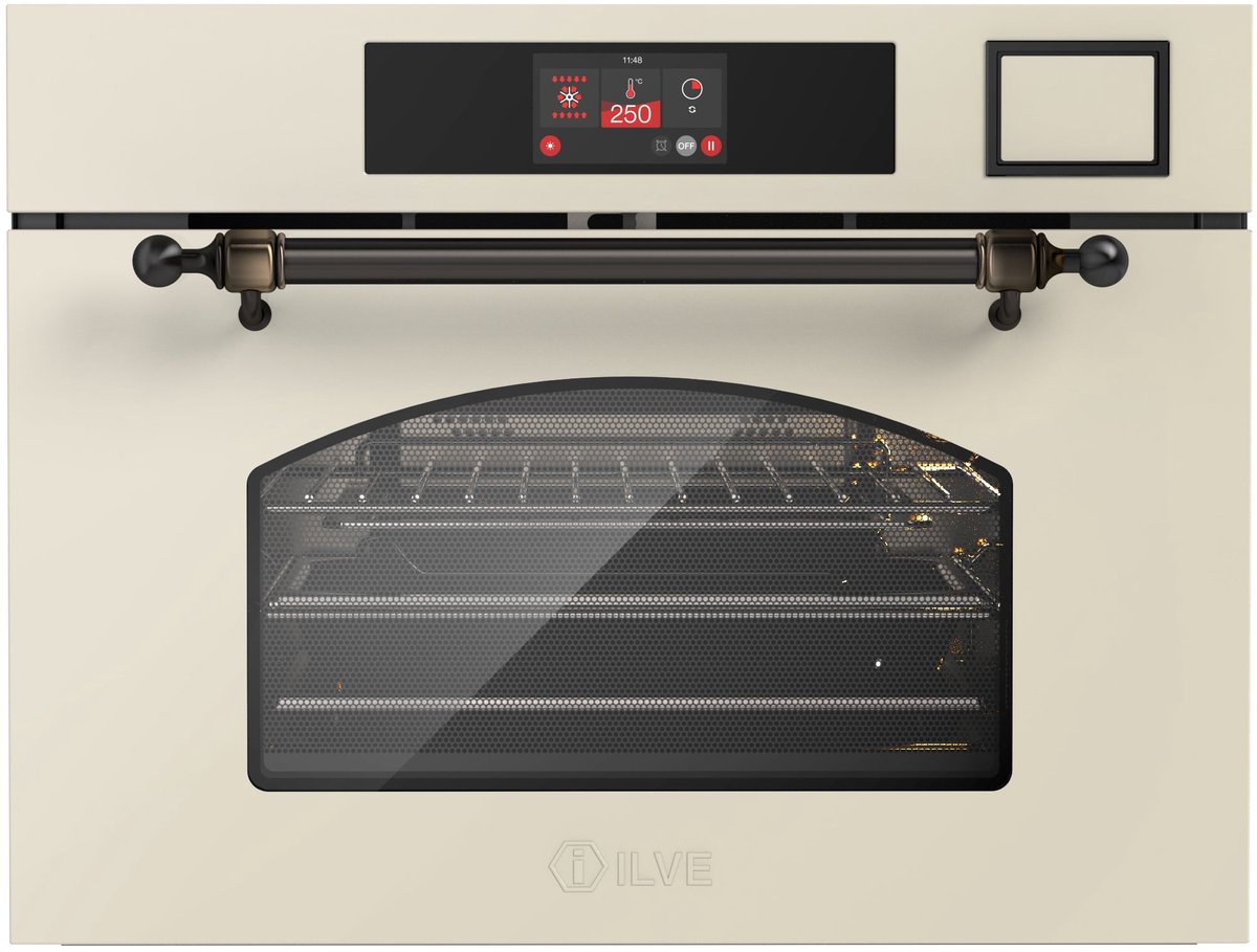 ILVE Compact 45cm 3 in 1 oven/stoom/mag Nost. Antiek Wit Brons - Inbouw