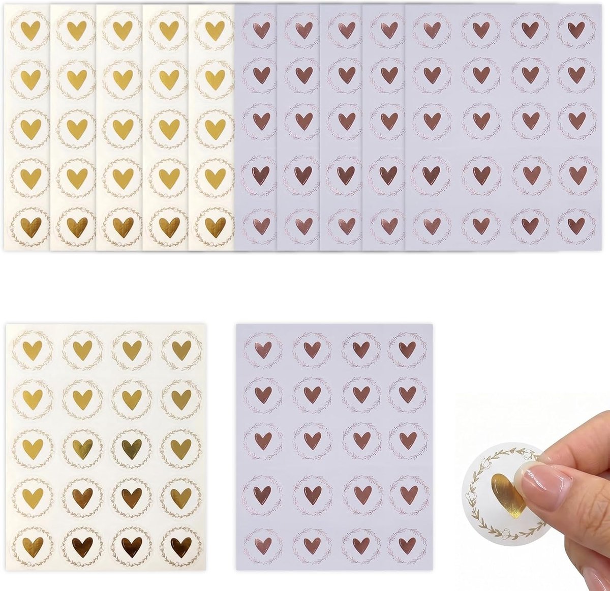 Hartstickers 240 stuks - goud en roségoud - zelfklevend - perfect voor huwelijksuitnodigingen - ShopVlot