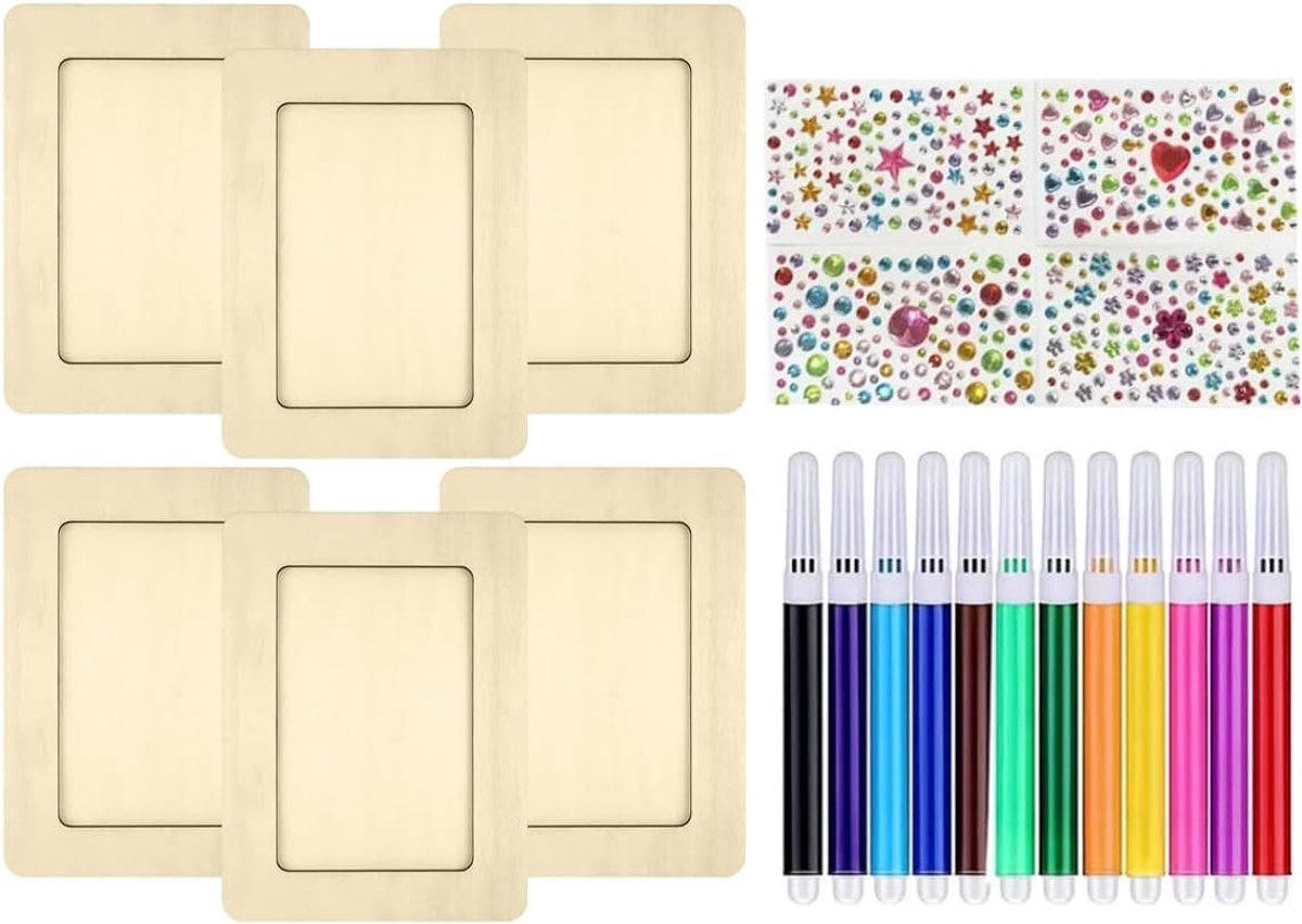 Houten Fotolijsten DIY Set 19 x 14 cm - 5 Stuks - Perfect voor Creatieve Decoratie - Persoonlijke Cadeaus - ShopVlot