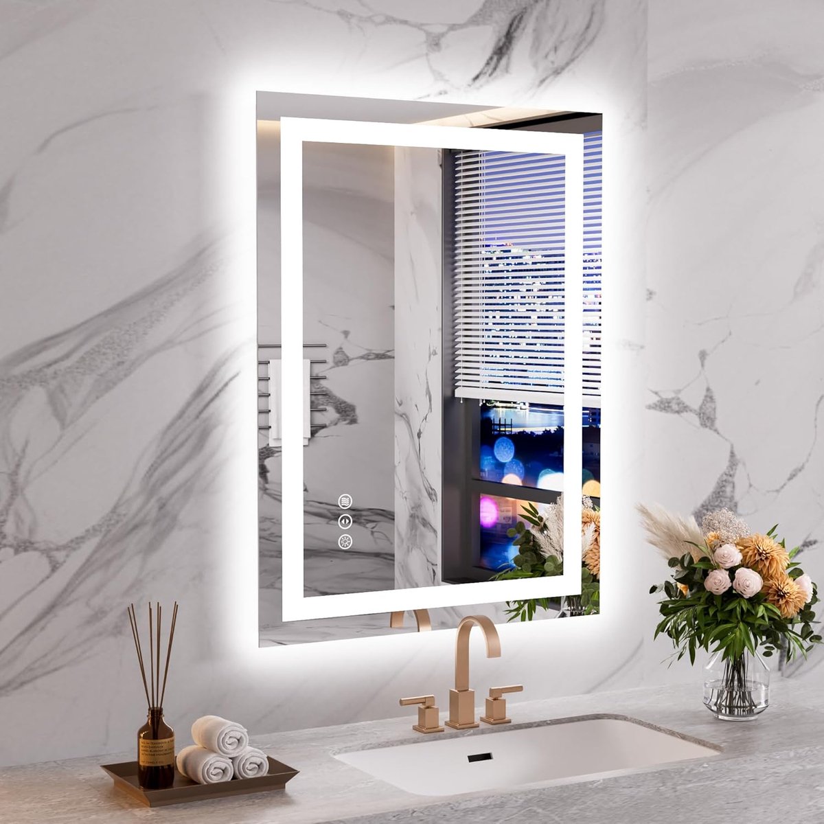 Badkamerspiegel met LED verlichting 60x80cm - Dimbare kleuren - Anti-condens functie - Perfect voor make-up - ShopVlot