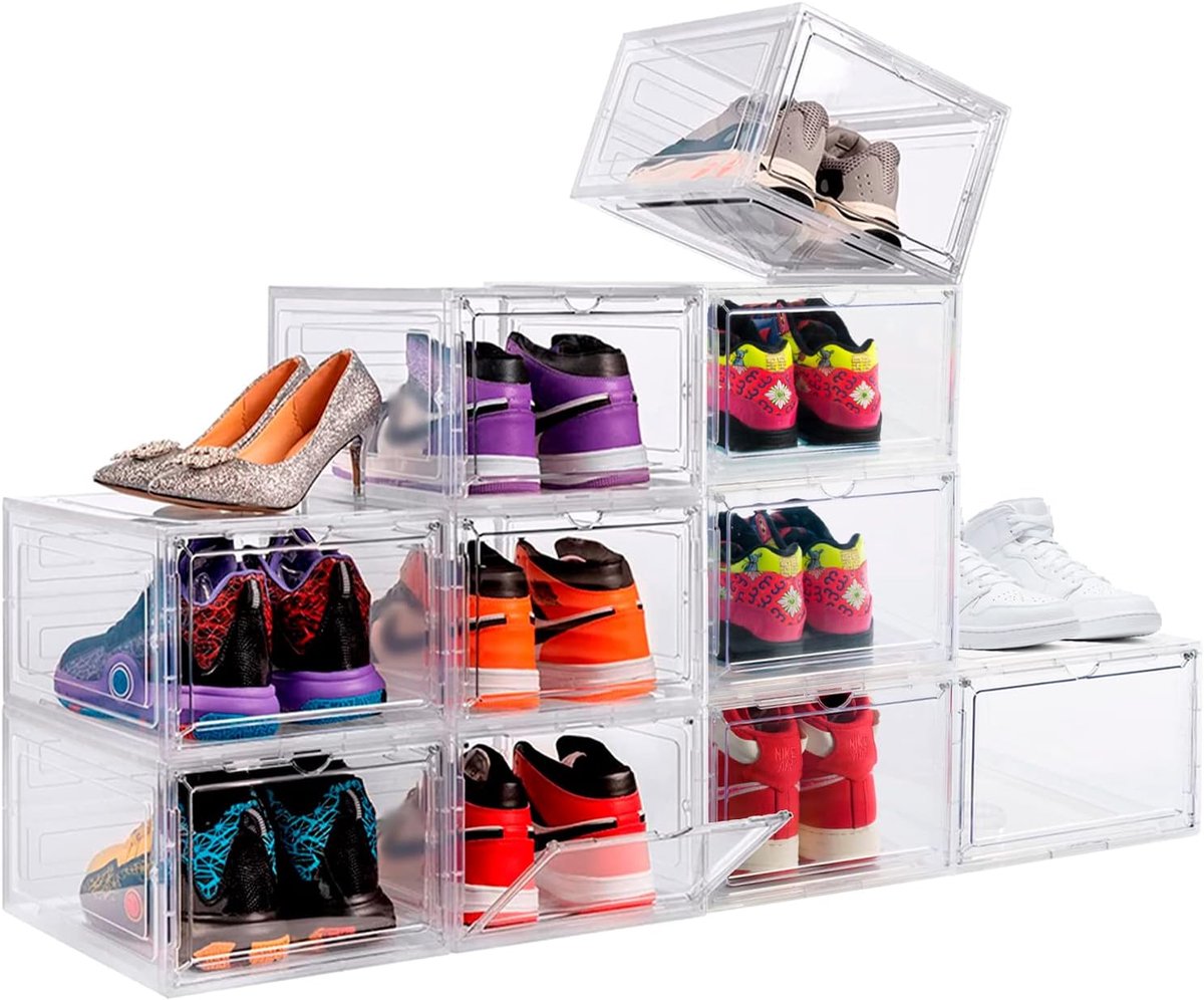 SnelShoppen - Shoe Organiser Set van 10 - Transparante Schoenopbergdozen voor Sneakers - Duurzame ABS en PP Materialen - Perfecte Schoenorganizer voor