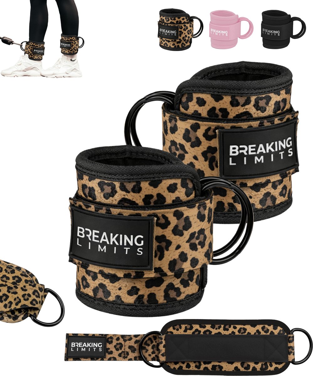 Breaking Limits Ankle Strap Fitness – Enkelband Fitness – Enkel Straps – 2 Stuks - Leopard