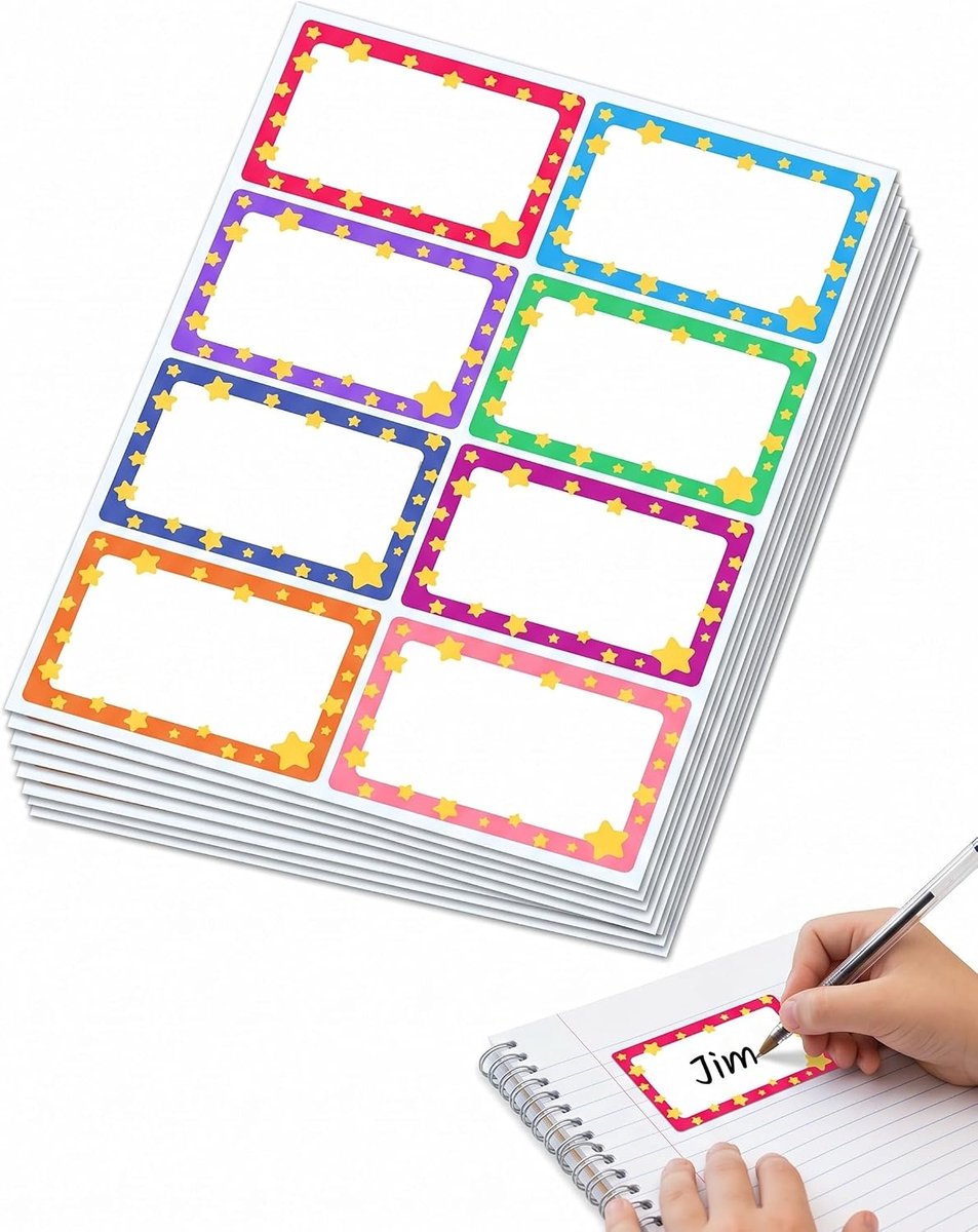 Zelfklevende naametiketten 100 stuks - kleurrijke stickers - waterdicht - ideaal voor school en thuis - ShopVlot