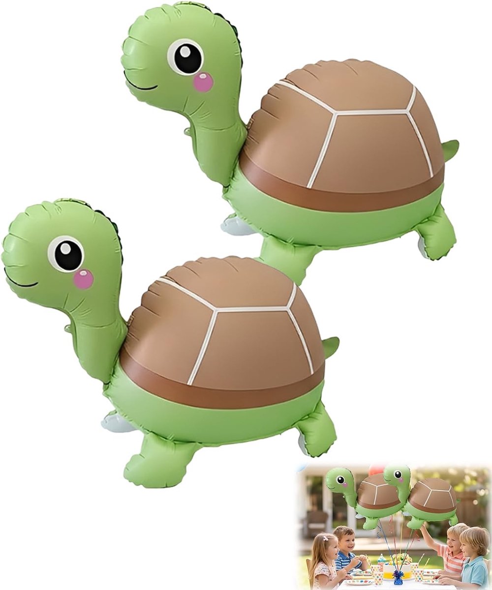 3D-schildpad decoratie - 48,5 x 72 cm - 2 stuks - vrolijke zee-motief voor feesten - ShopVlot