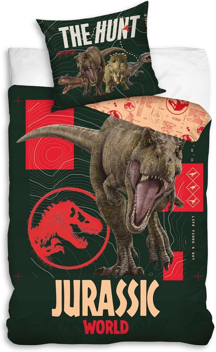 Kinderbeddegoed Jurassic World 140x200 cm - 100% Katoen - OEKO-TEX - Perfect voor avontuurlijke dromen - ShopVlot